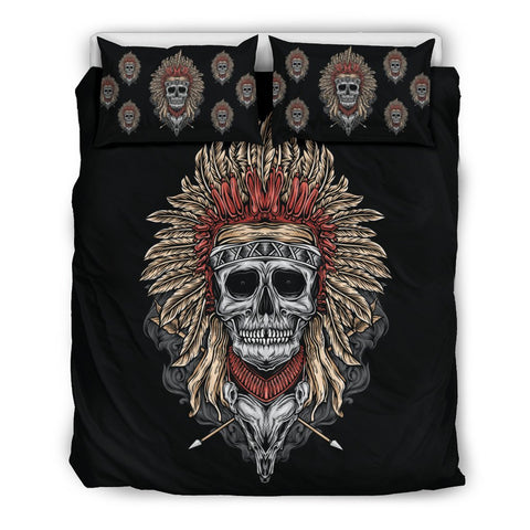 Tribal Chief Skull - Bedding Set (Black)
