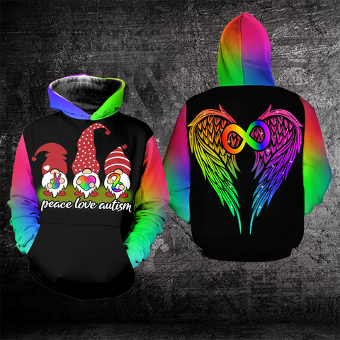 Gnome Peace Love Autism Hoodie Autism Awareness Hoodie Autism Awareness Gift Idea HT