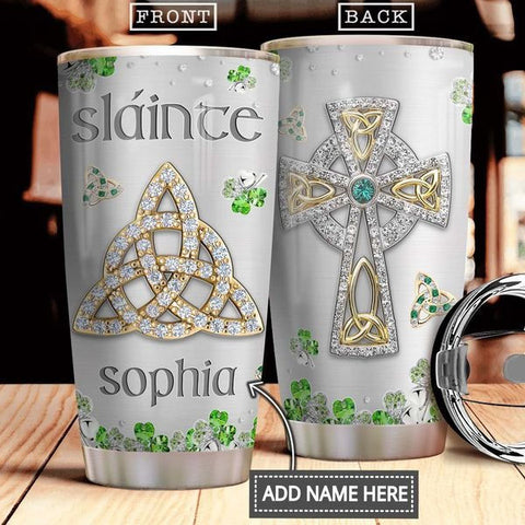 Irish Jewelry Style Personalized Stainless Steel Tumbler St Patrick's Day Gift HT