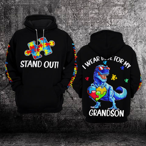 I Wear Blue For My Grandson Unisex Hoodie For Men Women Autism Awareness Shirts Clothing Gifts HT