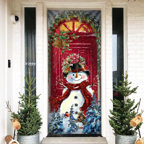Snowman Merry Christmas Door Cover Funny Xmas Door Cover Christmas Home Decor Porch Home Holidays Decorations HT