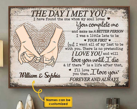 The Day I Met You Couple Gifts Customized Canvas QA