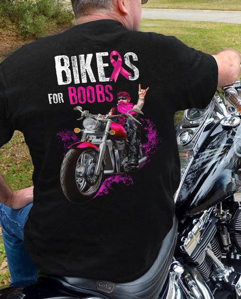 Bikers for boobs T-Shirt Breast Cancer In October We wear pink T-shirt 3D Custom VA, Pink Ribbon Shirt