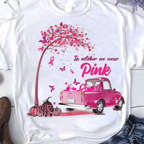 Truck pumkin Breast cancer awareness In October we wear pink shirt gift for breast cancer shirt