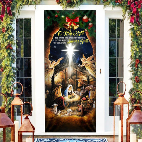 Jesus Christian Merry Christmas Door Cover Nativity Door Cover Christmas Home Decor Porch Home Holidays Decorations HT