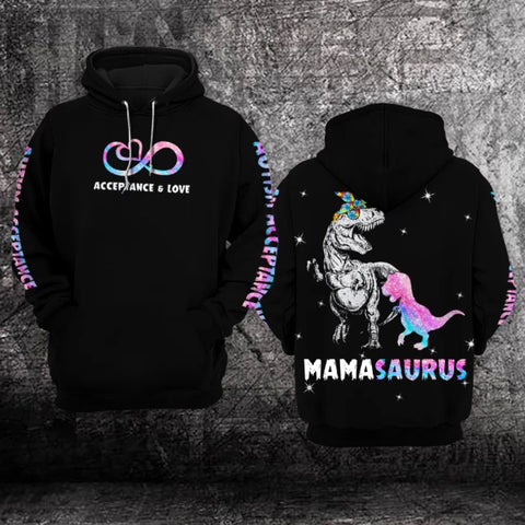 Mamasaurus Autism Unisex Hoodie For Women Autism Awareness Shirts Clothing Gifts For Mom HT