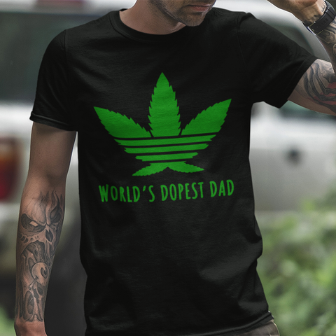 World's Dopest Dad Unisex T-shirt For Men Women Canabis Marijuana 420 Weed Shirt Clothing Fathers Gifts HT