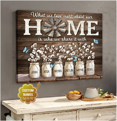 Personalized Names Canvas What We Love Most About Our Home Family Canvas Family Gifts HT