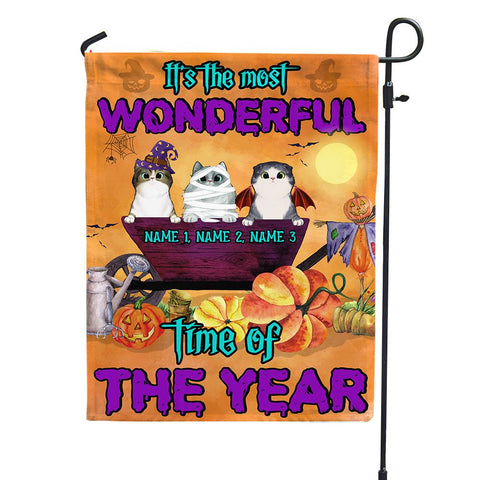 Halloween flag Personalized Halloween Gifts Decor Ideas For Cat Lovers, It's the most wonderful time of the year Custom Flag