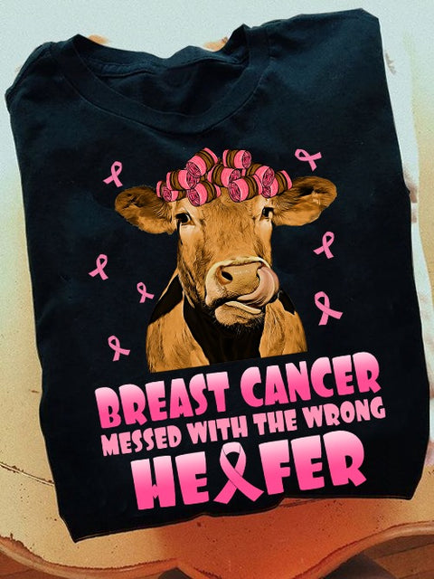 Breast Cancer Messed With The Wrong Heifer Classic T-Shirt Gift for Cattle lovers