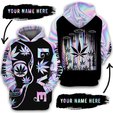 Personalized Alien Weed Unisex Hoodie For Men Women Cannabis Marijuana 420 Weed Shirt Clothing Gifts HT