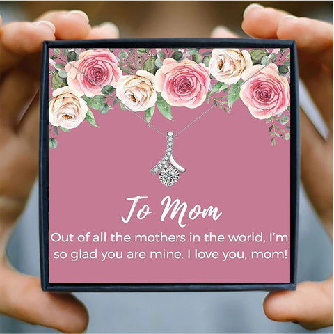 Rhinestone To Mom Mothers Day Necklace Mom Jewelry Gift Card For Her, Mom, Grandma, Wife HT