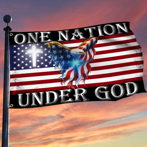 One Nation Under God American Eagle Grommet Flag God Flag Gog Quotes God Gift HT