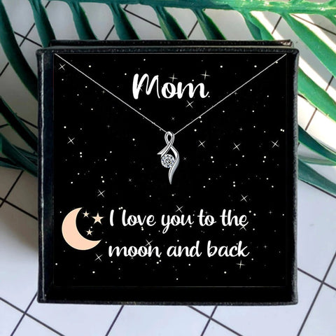 Love You To The Moon Mothers Day Necklace Mom Jewelry Gift Card For Her, Mom, Grandma, Wife HT