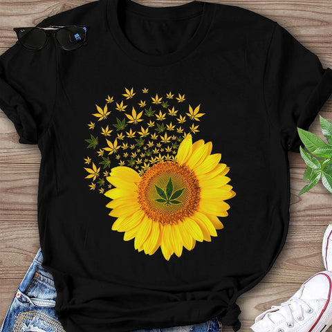 Sunflower Weed Unisex T-shirt For Men Women Canabis Marijuana 420 Weed Shirt Clothing Gifts HT