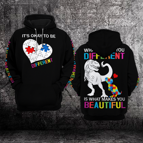 It’s Okay To Be Different Autism Unisex Hoodie For Men Women Autism Awareness Shirts Clothing Gifts HT