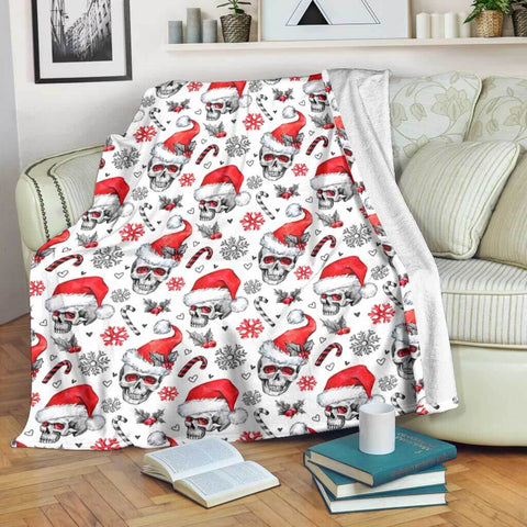 Skull Sherpa Blanket Skull Christmas Fleece Blanket Christmas Gift for Skull Lovers