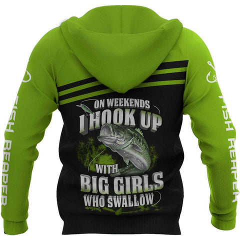 Men Hoodie Fishing Green Bass Coat