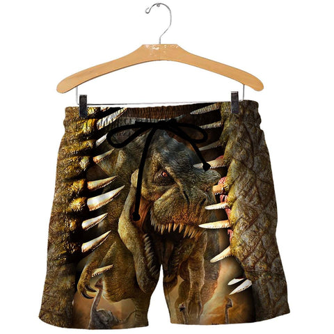 Men Dinosaur Shorts Brown DINOSAUR ART 3D ALL OVER PRINTED SHIRTS MP896