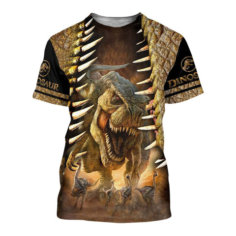 Men Dinosaur Shirt Brown DINOSAUR ART 3D ALL OVER PRINTED SHIRTS MP896