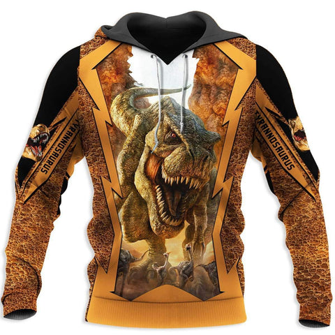 Dinosaur Hoodie Brown TYRANNOSAURUS 3D ALL OVER PRINTED SHIRTS MP900