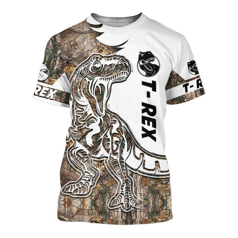 Dinosaur Shirt Grey TYRANNOSAURUS REX CAMO 3D ALL OVER PRINTED SHIRTS MP901