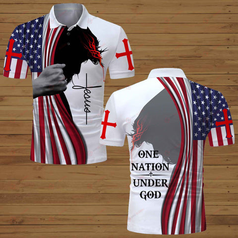 One Nation under God American Flag Jesus Christian ALL OVER PRINTED SHIRTS DH062601 Jesus God gift idea Hawaii Shirt