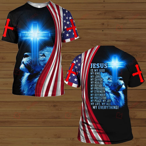 Jesus is my life my all my everything American Flag blue lion ALL OVER PRINTED SHIRTS DH072401