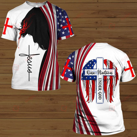One Nation under God American Flag Jesus ALL OVER PRINTED SHIRTS DH081303