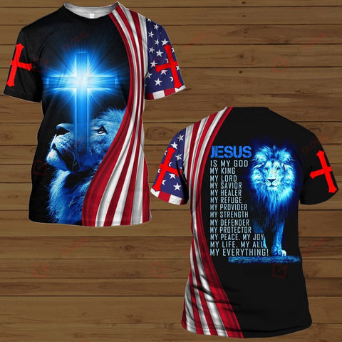 Jesus is my everything American Flag blue lion ALL OVER PRINTED SHIRTS DH081305