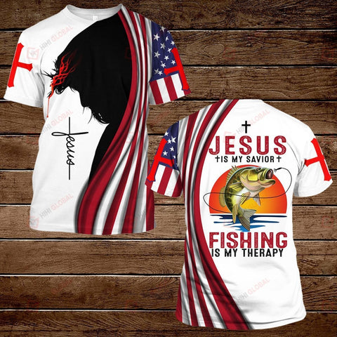 Jesus is my Savior Fishing is my therapy ALL OVER PRINTED SHIRTS hoodie 3d 0817890