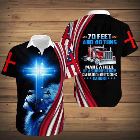 70 Feet And 40 Tons Make A Hell Of Suppository Give Us Room Or It's Going To Hurt ALL OVER PRINTED SHIRTS Jesus God gift idea Hawaii Shirt