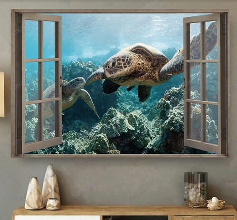 Turtle Window View Horizontal Poster TV334515