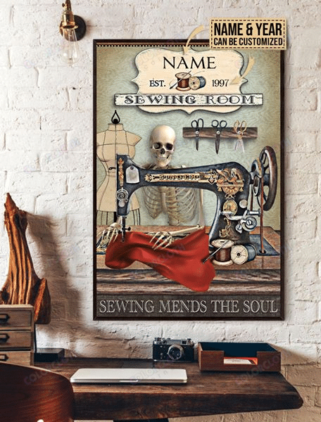 Personalized Sewing Room Skeleton Vertical Poster TV234080