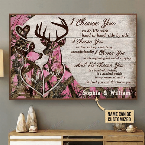 Personalized Deer Pink Camo I Choose You Poster TV308629