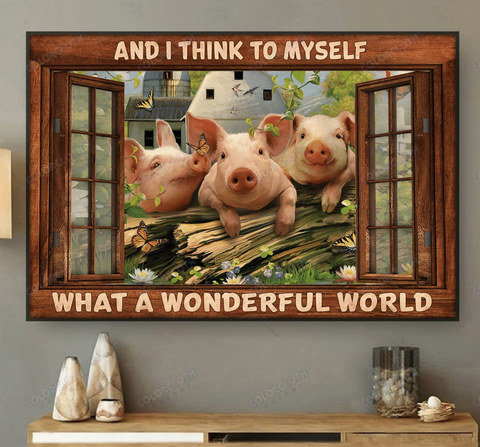 Pigs What A Wonderful World Horizontal Poster TY252004