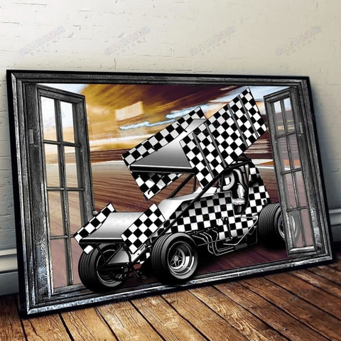 Window View-Dirt Track Racing Poster & Canvas TV334576