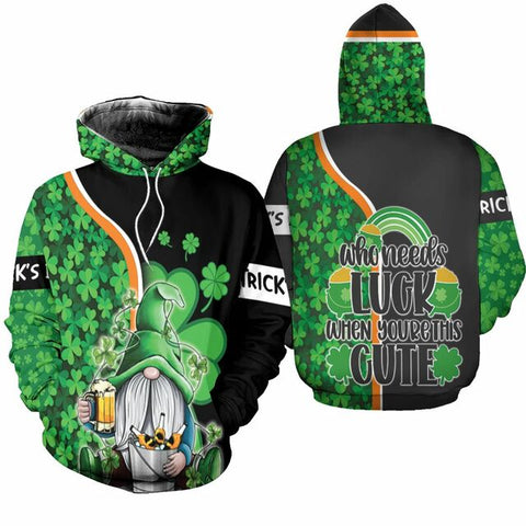 Happy St Patrick's Day Gnome Loves Beer Hoodie St Patrick's Clothes HT