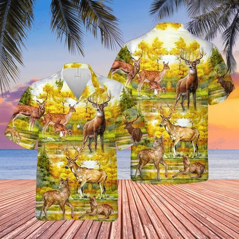 A BEAUTIFUL SUMMER WITH DEER HAWAIIAN SHIRTS TY216004