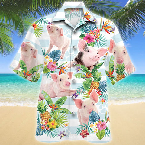 Pig Tropical Flower Hawaii Shirt