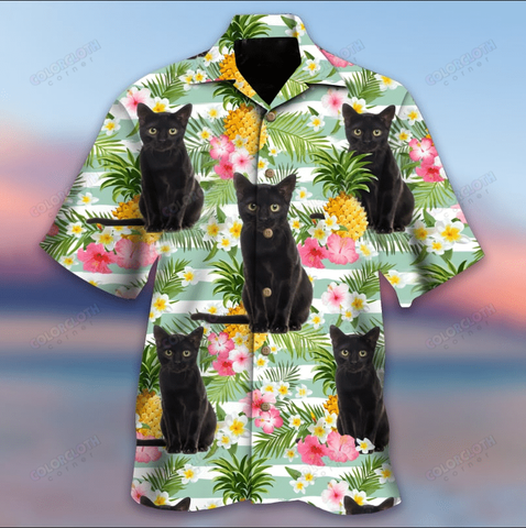 Black Cat Pineapple Tropical Hawaiian Shirt TV081116 - RE