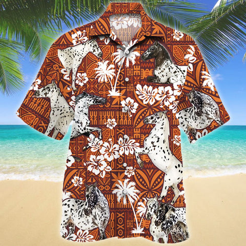 Appaloosa Horse Red Tribal Pattern Hawaii Shirt