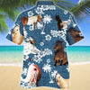 Miniature Horse Blue Tribal Pattern Hawaii Shirt