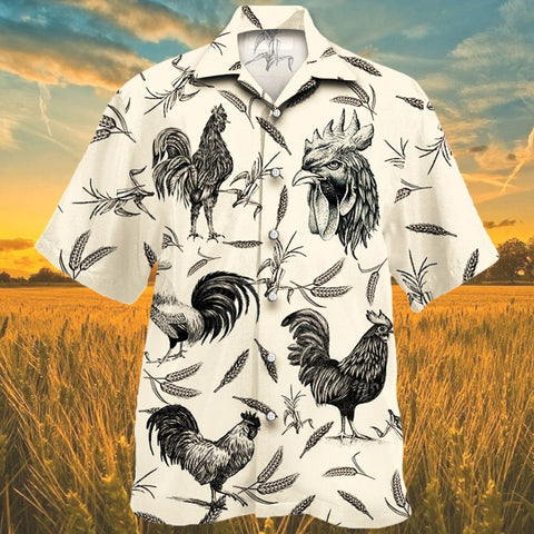 Rooster Farm Lovers Hawaiian Shirt