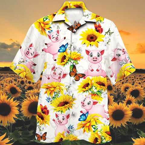 Pig Lovers Sun Flower Hawaiian Shirt