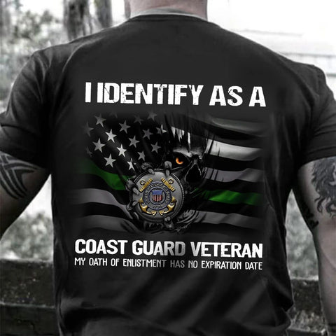 I Identify As A Coast Guard Veteran Shirt U.S Coast Guard Thin Green Line Flag Eagle Shirt HN