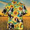 Holstein Friesian Cattle Lovers Sunflower Watercolor Hawaiian Shirt