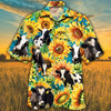 Holstein Friesian Cattle Lovers Sunflower Watercolor Hawaiian Shirt