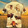 Red Brahman Cattle Lovers Farm Hawaiian Shirt