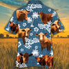 Beefmaster Cattle Lovers Blue Tribal Pattern Hawaiian Shirt